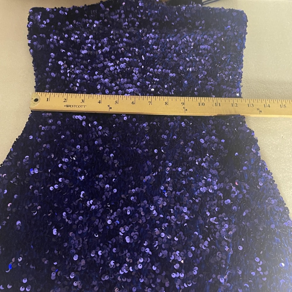 Midnight Doll Sequin Dress Women M Blue One Shoulder Bodycon Holiday Club Party - Picture 6 of 10